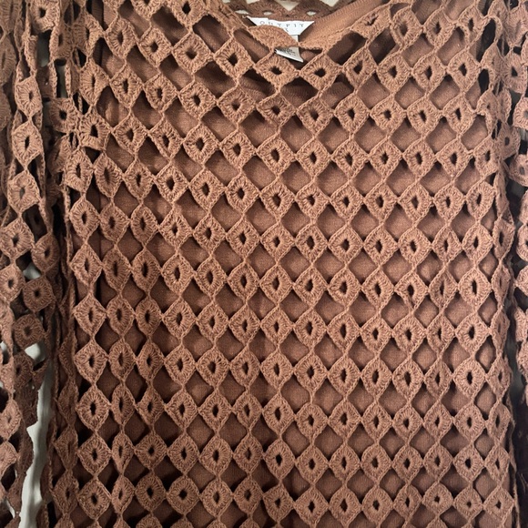 Outfit JP Brown, open checkered crochet top, two layer sweater, retro, bohemian - Picture 2 of 4